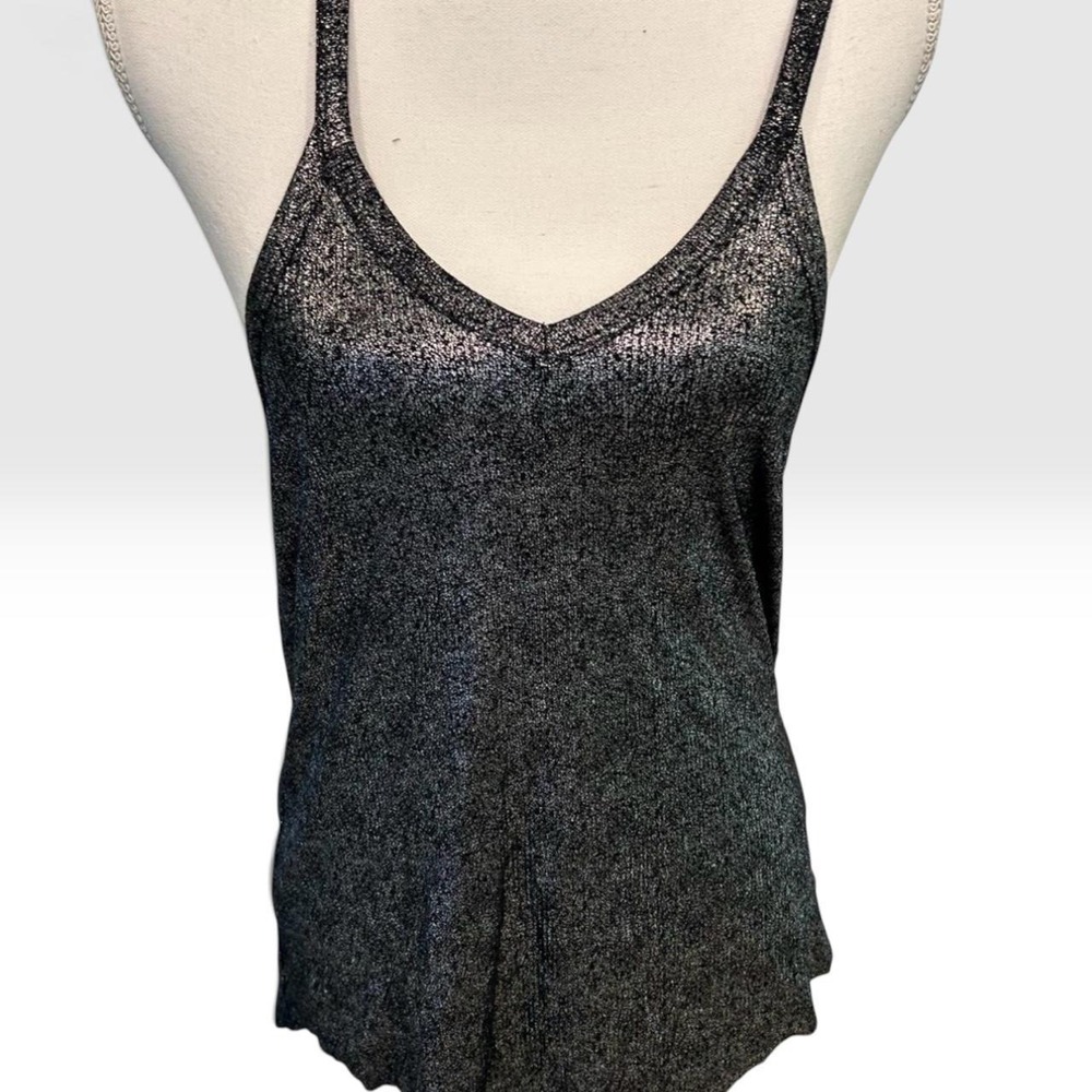 Zadig & Voltaire black and grey metallic tank Small